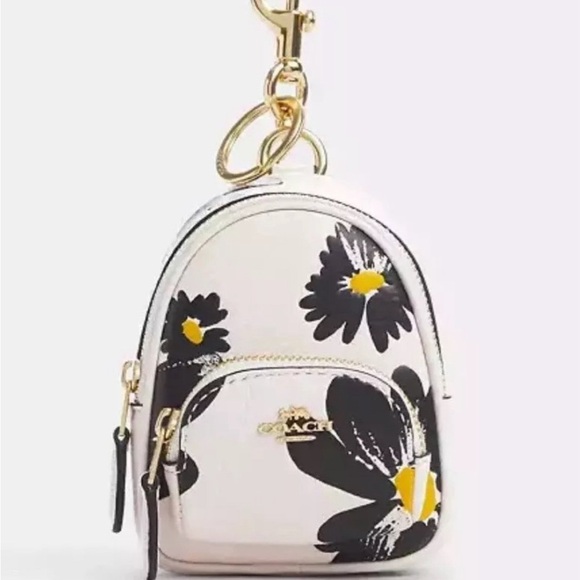 Coach Mini Court Backpack Bag Charm With Floral Print CZ605 - Picture 1 of 7